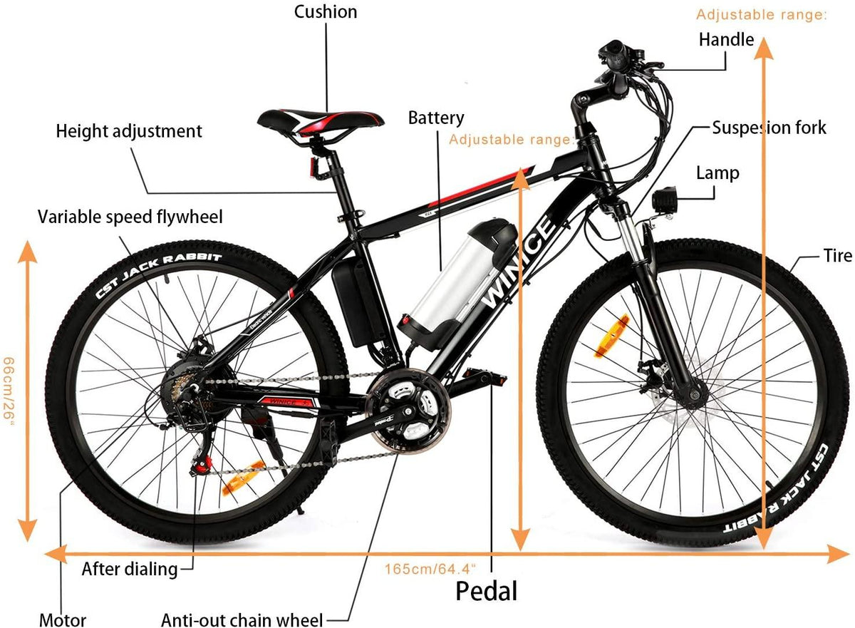 VIVI 350/500W Electric Mountain Bike 26" E-Bike 36/48V 8/12.5Ah Removable Battery E-Bike 32MPH 21 Speed Gears Adult E-Bike Commuter Bike
