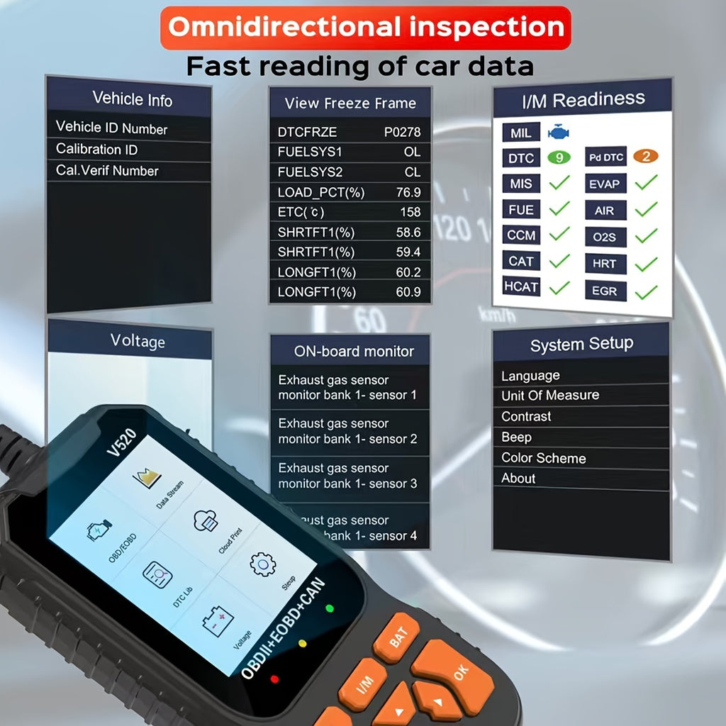 OBD2 Car Scanner Diagnostic Scan Tool, Professional Mechanic Vehicle Fault Code Reader,Auto Read Fault Code Check Engine Light For OBDII Protocol Cars