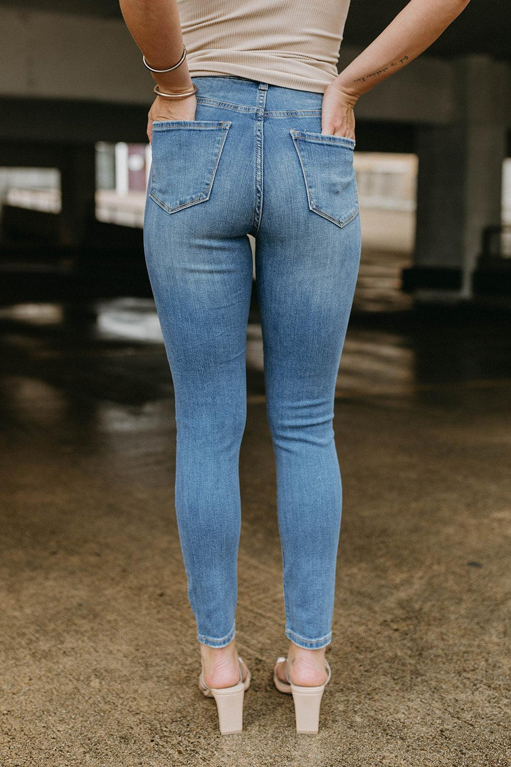 high rise ankle skinny jeans