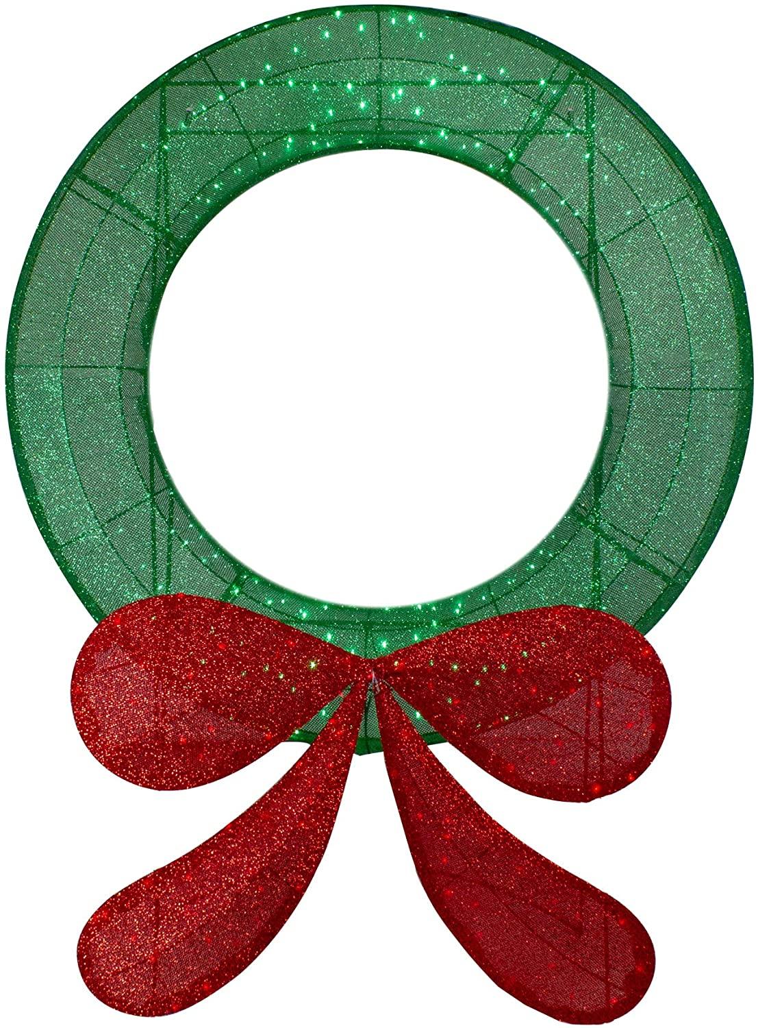 Northlight 48" Commercial-Sized Lighted Tinsel Christmas Wreath Outdoor Decoration