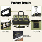 Tool Bag,  18 Inch LarTool Tote Bag Heavy Duty With Waterproof Molded Base, Wide Mouth Tool Box Organizer with Adjustable Shoulder Strap for Electrician Mechanic  Plumbers(Green)