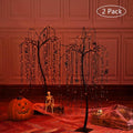 4 ft. Orange Pre-Lit LED Halloween Tree Artificial Christmas Tree with Spiders and 160 LED Lights, 2-Pieces