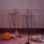 4 ft. Orange Pre-Lit LED Halloween Tree Artificial Christmas Tree with Spiders and 160 LED Lights, 2-Pieces