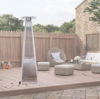 Outdoor Patio Propane Space Heater - 48,000 Btu Pyramid Propane Heater, Outdoor Heater,Portable Heater,Patio Heater Propane,W/ Wheels,Protective Cover(Silver)
