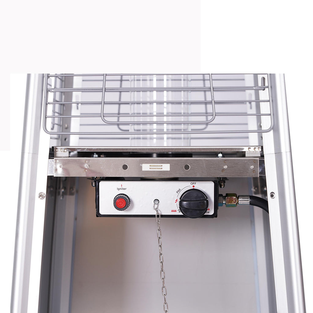 Outdoor Patio Propane Space Heater - 48,000 Btu Pyramid Propane Heater, Outdoor Heater,Portable Heater,Patio Heater Propane,W/ Wheels,Protective Cover(Silver)
