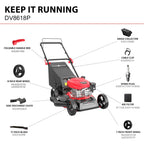 EasyCut 18-Inch 144cc Push Gas Lawn Mower, 3-in-1 Mulch/Bag/Side Discharge, Steel Deck, 6 Height Adjustment