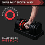 RitFit 11-55 lbs Adjustable Dumbbell for Strength Training, Fast Adjust Weight by Twisting Handle