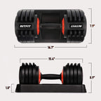 RitFit 11-55 lbs Adjustable Dumbbell for Strength Training, Fast Adjust Weight by Twisting Handle