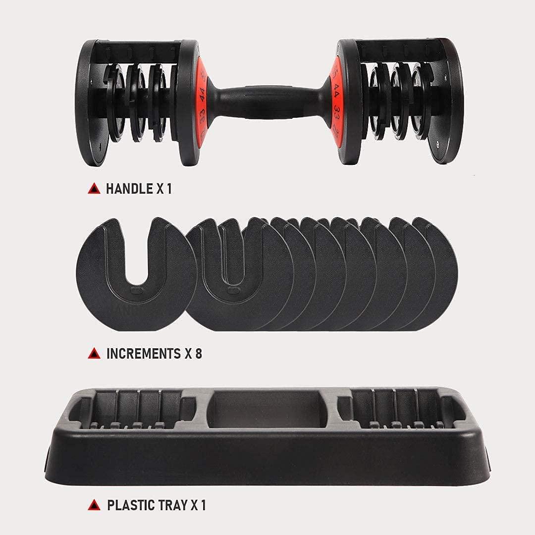 RitFit 11-55 lbs Adjustable Dumbbell for Strength Training, Fast Adjust Weight by Twisting Handle