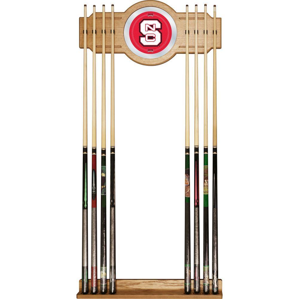 North Carolina State 30 in. Wooden Billiard Cue Rack with Mirror