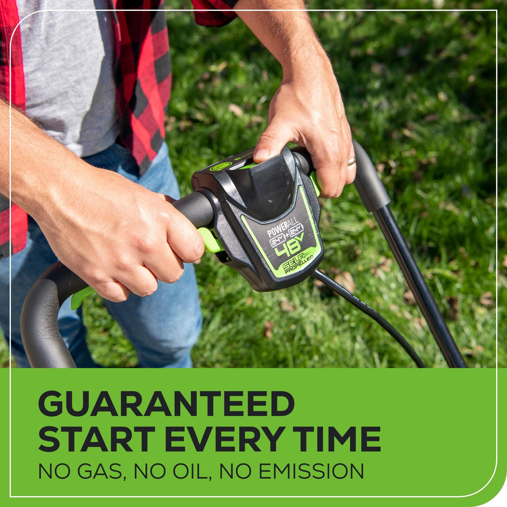 48V (24V x 2) 20" Brushless Cordless Lawn Mower + 12" String Trimmer + 320 CFM Leaf Blower Combo Kit with (2) 4.0Ah Batteries &amp; Dual Port Fast Charger