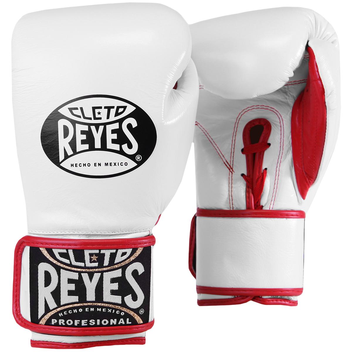 Cleto Reyes Lace Up Hook and Loop Hybrid Boxing Gloves - Small - White