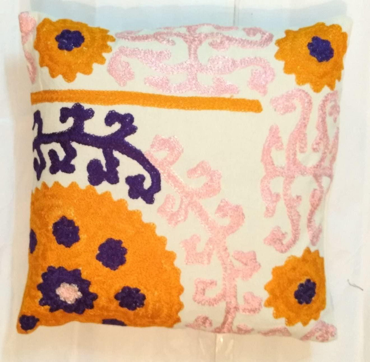 Suzani Pillow Cover, Suzani Cushion Cover, Embroidered Cushion Cover, Indian Cushion Cover, Sofa Cushion Cover, Bench Cushion Cover, Pin Cushion Cover, Embroidery handwork  cushions Cover (50)