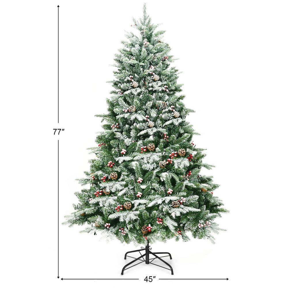 6.5 ft. Pre-Lit LED Slim Fraser Fir Artificial Christmas Tree with 450 White Lights Spruce Tree