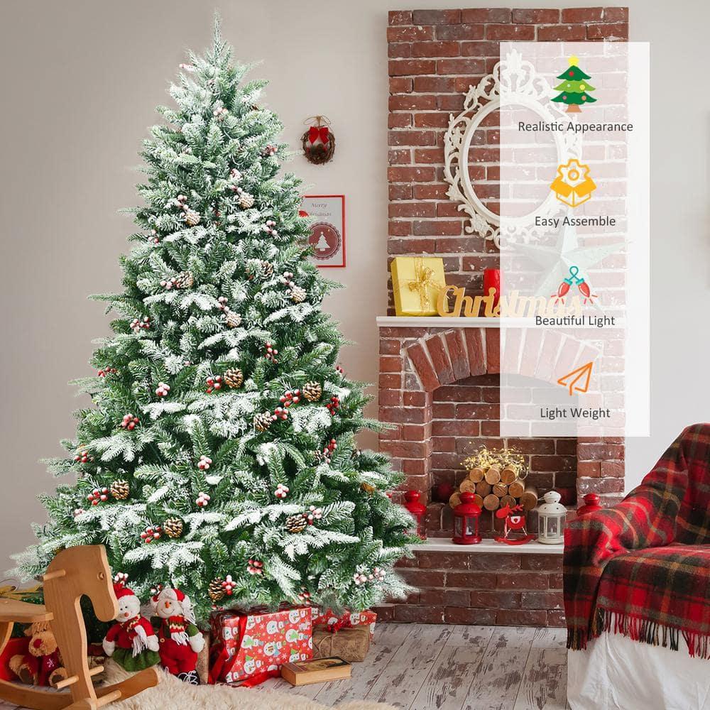 6.5 ft. Pre-Lit LED Slim Fraser Fir Artificial Christmas Tree with 450 White Lights Spruce Tree
