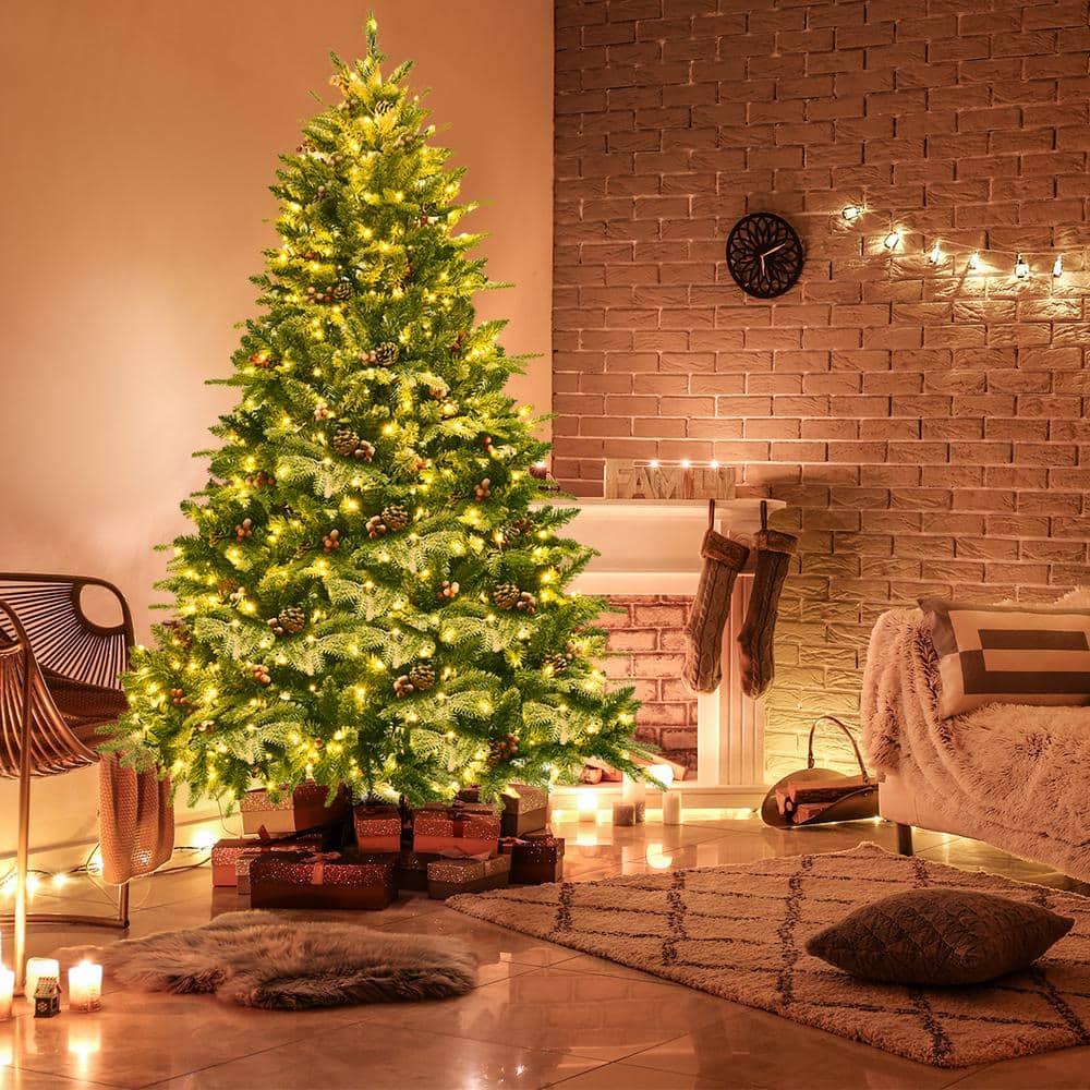 6.5 ft. Pre-Lit LED Slim Fraser Fir Artificial Christmas Tree with 450 White Lights Spruce Tree