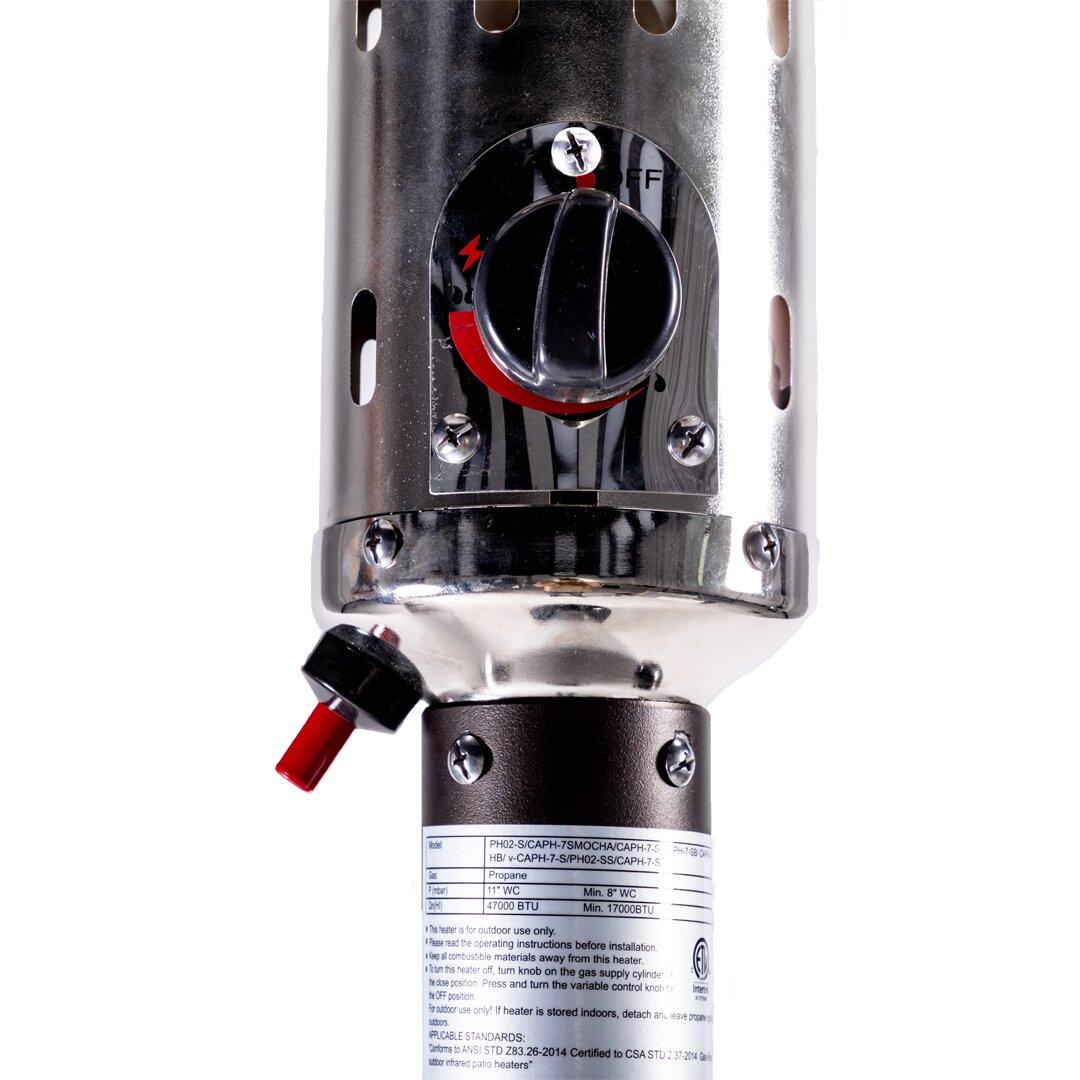 Standing Patio Heater, Automatic Safety Shutoff: Yes, Overall: 7' 4'' H x 2' 6'' W x 2' 6'' D