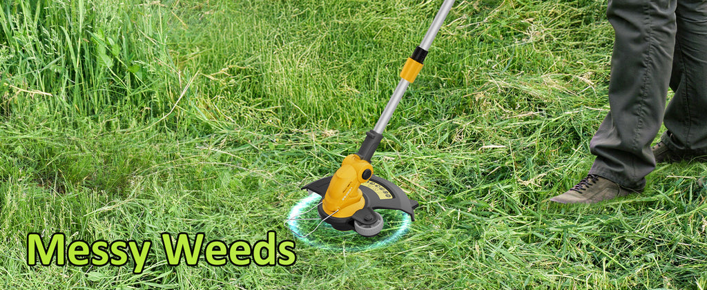20V Electric Weed Wacker Edger Lawn Tool, Battery Powered Weed Eater 12" Cordless String Trimmer, Trimmer Lawn Lightweight Yard Tool for Garden Grass Lawn Mower Cutter with 2 2.0Ah Battery and Charger