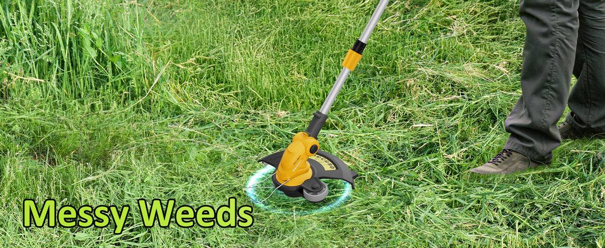 20V Electric Weed Wacker Edger Lawn Tool, Battery Powered Weed Eater 12" Cordless String Trimmer, Trimmer Lawn Lightweight Yard Tool for Garden Grass Lawn Mower Cutter with 2 2.0Ah Battery and Charger