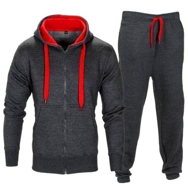 Tracksuit Men 2021 Autumn Sportwear Fashion Mens Hip Hop Set 2PC Zipper Hooded Sweatshirt Jacket+Pant Suit