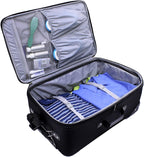 Yorker Lightweight Softside Expandable Travel Rolling Luggage Set, Black/Grey, 4-Piece (15/21/25/29)