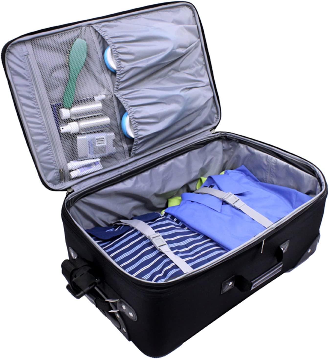 Yorker Lightweight Softside Expandable Travel Rolling Luggage Set, Black/Grey, 4-Piece (15/21/25/29)