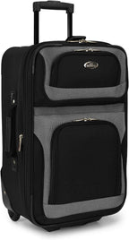 Yorker Lightweight Softside Expandable Travel Rolling Luggage Set, Black/Grey, 4-Piece (15/21/25/29)