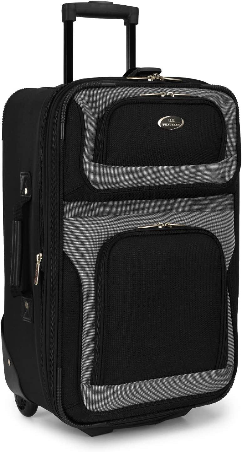 Yorker Lightweight Softside Expandable Travel Rolling Luggage Set, Black/Grey, 4-Piece (15/21/25/29)