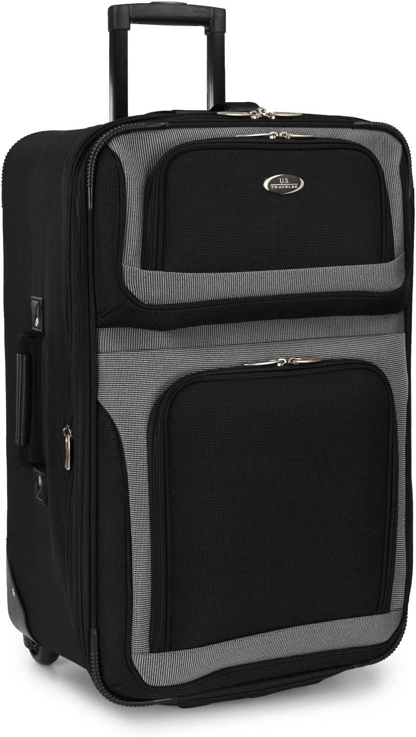 Yorker Lightweight Softside Expandable Travel Rolling Luggage Set, Black/Grey, 4-Piece (15/21/25/29)