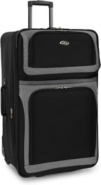 Yorker Lightweight Softside Expandable Travel Rolling Luggage Set, Black/Grey, 4-Piece (15/21/25/29)