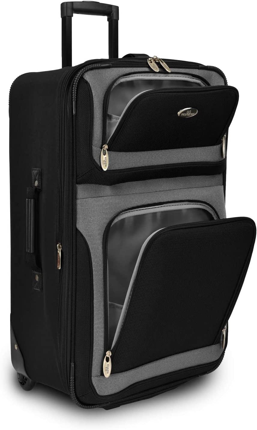 Yorker Lightweight Softside Expandable Travel Rolling Luggage Set, Black/Grey, 4-Piece (15/21/25/29)