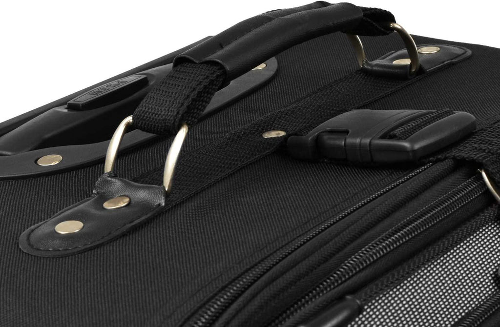 Yorker Lightweight Softside Expandable Travel Rolling Luggage Set, Black/Grey, 4-Piece (15/21/25/29)