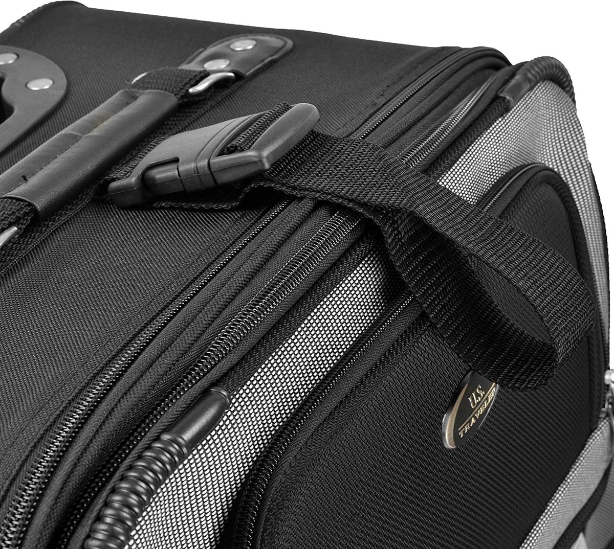 Yorker Lightweight Softside Expandable Travel Rolling Luggage Set, Black/Grey, 4-Piece (15/21/25/29)