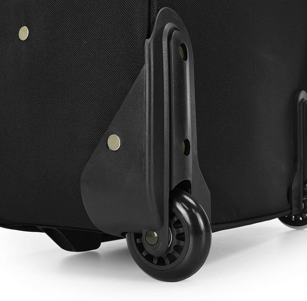 Yorker Lightweight Softside Expandable Travel Rolling Luggage Set, Black/Grey, 4-Piece (15/21/25/29)