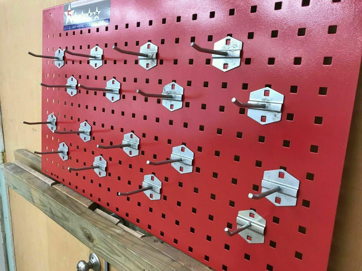 AUTO BODY FRAME MACHINE WALL MOUNT TOOL AND CLAMP BOARD WITH 17 HANGERS!!
