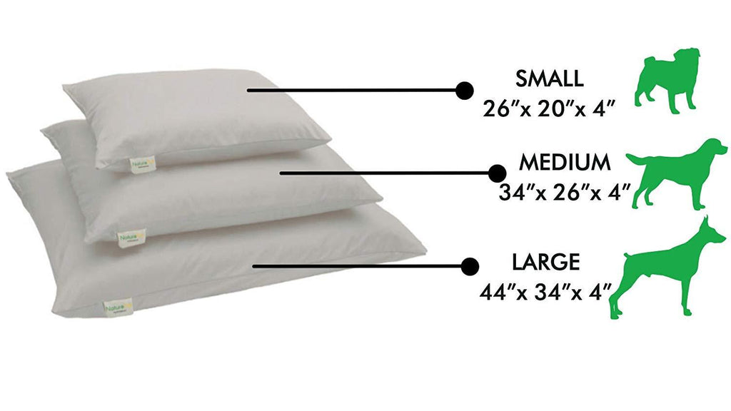 NaturoPet Natural Orthopedic Dog Bed, Premium Organic Cotton &amp; Virgin Wool Soft Cushion Pet Mattress Removable Washable Cover Indoor Durable Chew Resistant Made in USA