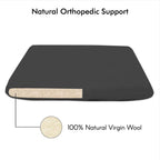 NaturoPet Natural Orthopedic Dog Bed, Premium Organic Cotton &amp; Virgin Wool Soft Cushion Pet Mattress Removable Washable Cover Indoor Durable Chew Resistant Made in USA