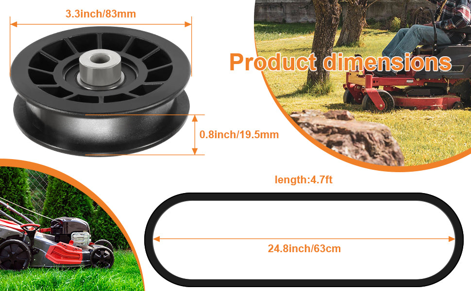 539110311 539110411 Drive Idler Pulley Drive Belt Kit Fits for  Z254F Z200 460ZX Lawn Mower Tractor, Replace 607163 14259 12400