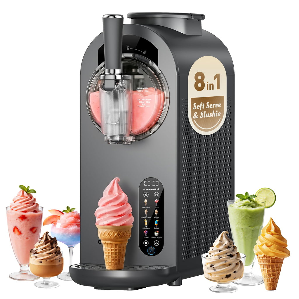 2 in 1 Slushie Machine & Soft Serve Ice Cream Maker, No Ice Needed, 8 Pre Sets, Frozen Drink, Protein Ice Cream, Milkshake, Frappe, Spiked, Sorbet and More