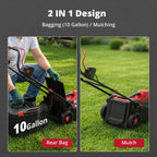 14-Inch 2IN1 Electric Lawn Mower, 12.5 Amp 3400RPM Corded Push Mower with 6-Position Height Adjustment, 10-Gallon Grass Catcher &amp; Mulching Kit, Lightweight Lawn Mower for Small/Medium Yards