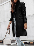 Solid Color Casual Loose Cardigan Woolen Coat