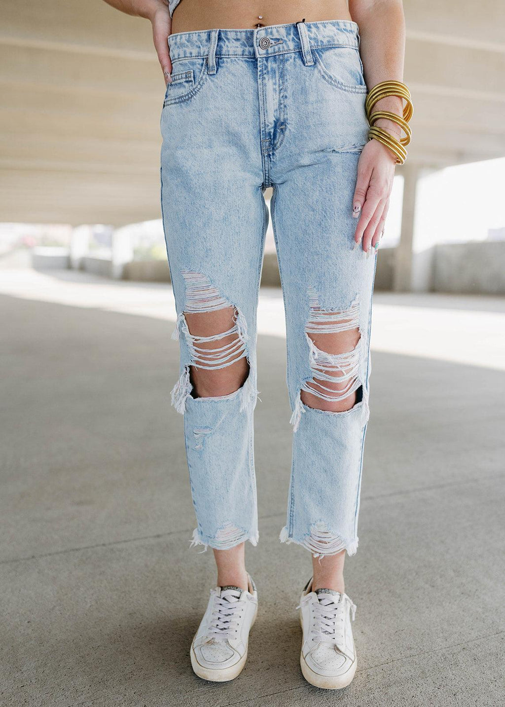 threaded boyfriend jeans