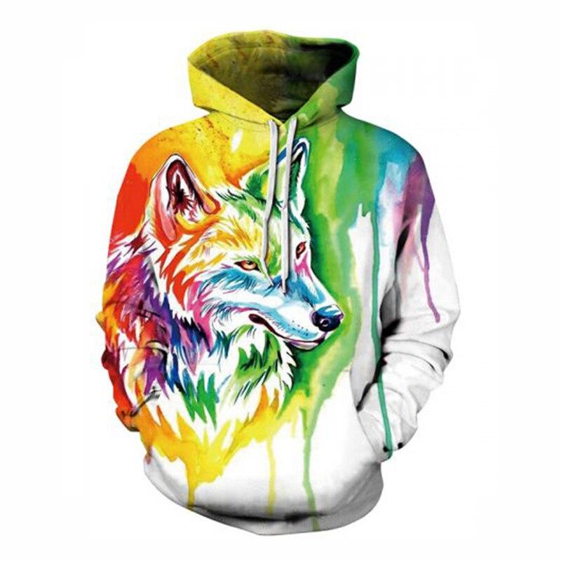 3d Hoodies Men Animal Pattern Printed Wolf Sweatshirt