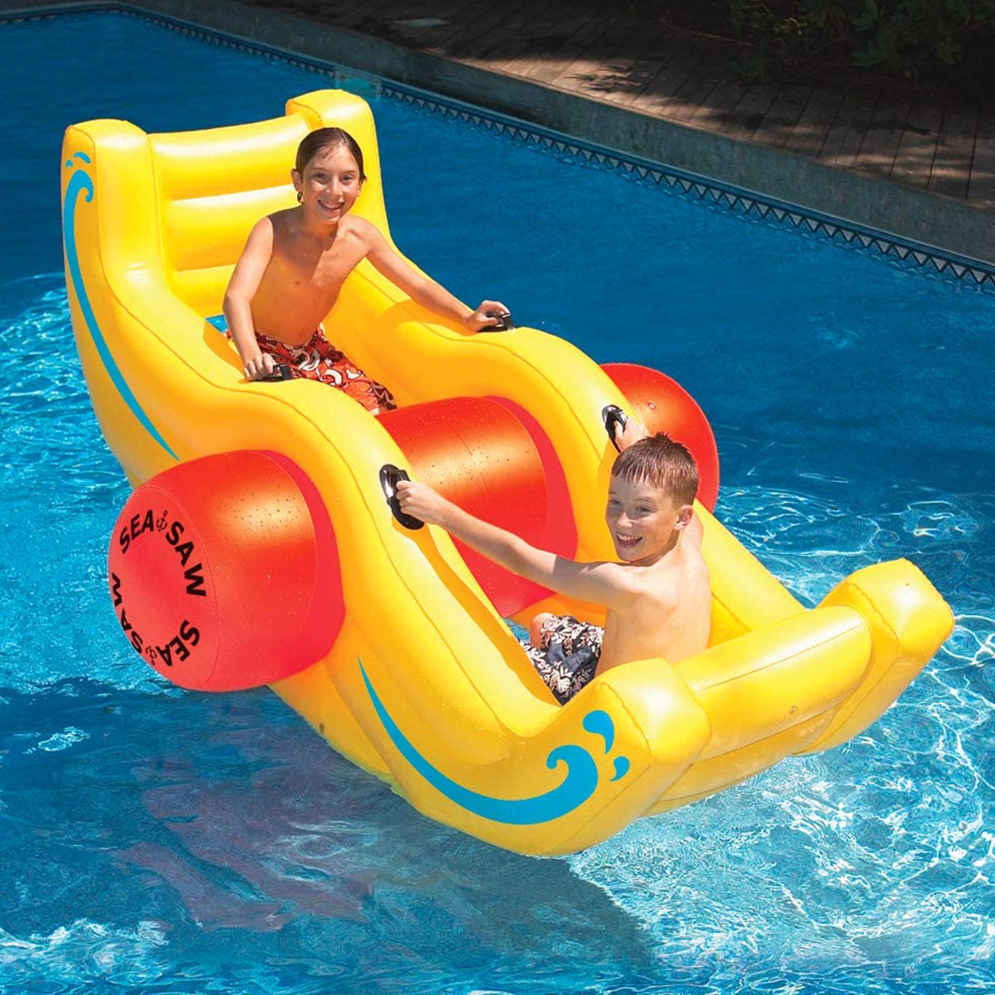Swimline 9058 Giant Inflatable Sea-Saw Water Rocker 2 Person Swimming Pool Float with Built-In Handles for Kids and Adults,