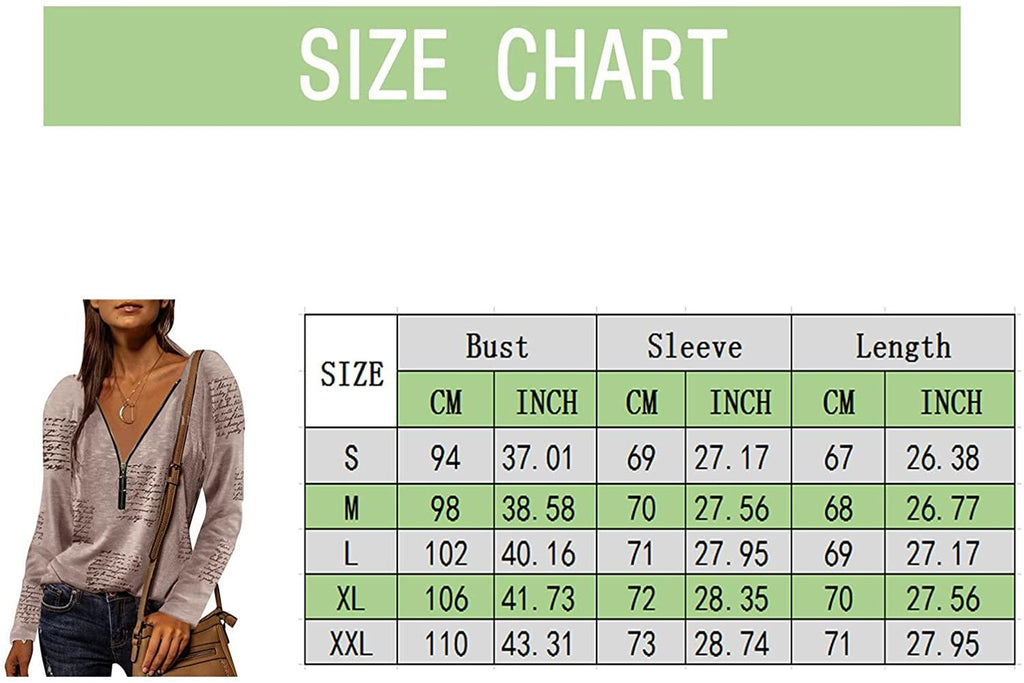 Womens Tops Trendy Women Sexy Zipper Starts Print V Neck Tops Plus Size Blouses Fashion Letter Print T Shirt