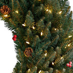 48 in. Prelit LED Large Flocked Artificial Christmas Wreath with Pinecones, Berries, 150 Clear LED Lights