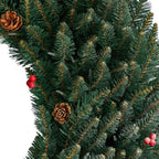48 in. Prelit LED Large Flocked Artificial Christmas Wreath with Pinecones, Berries, 150 Clear LED Lights