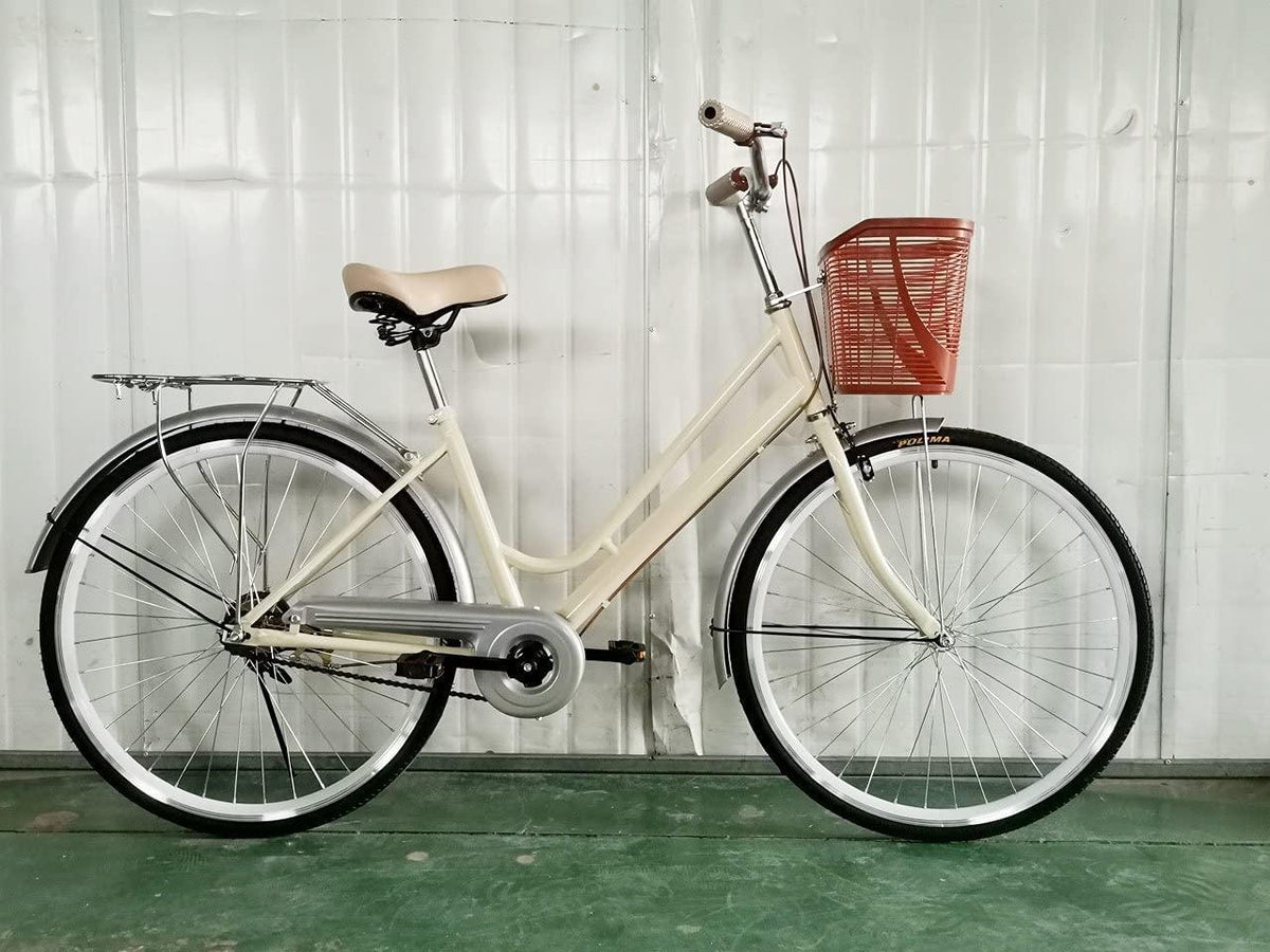 Beach Cruiser Bikes 26 inch Classic Retro Bicycles for Women Comfortable Commuter Bike for Leisure Picnics&amp;Shopping,Road Bike,Women's Seaside Travel Bicycle with Baskets&amp;Rear Racks