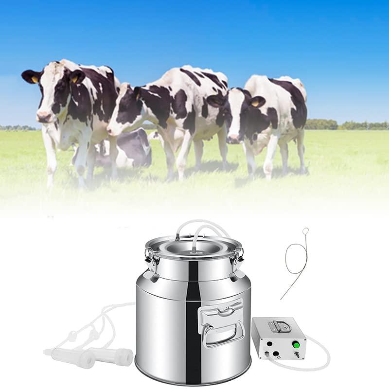 huidazhou milking supplies with stainless steel bucket for goats, electric pulsation milking machine, vacuum pump milker for farm milking supplies for cows cattle or sheep, 5l