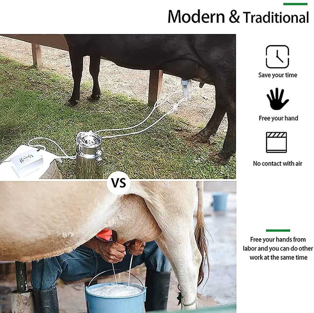 huidazhou milking supplies with stainless steel bucket for goats, electric pulsation milking machine, vacuum pump milker for farm milking supplies for cows cattle or sheep, 5l